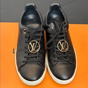 Louis Vuitton Luxury Black Leather Sneakers